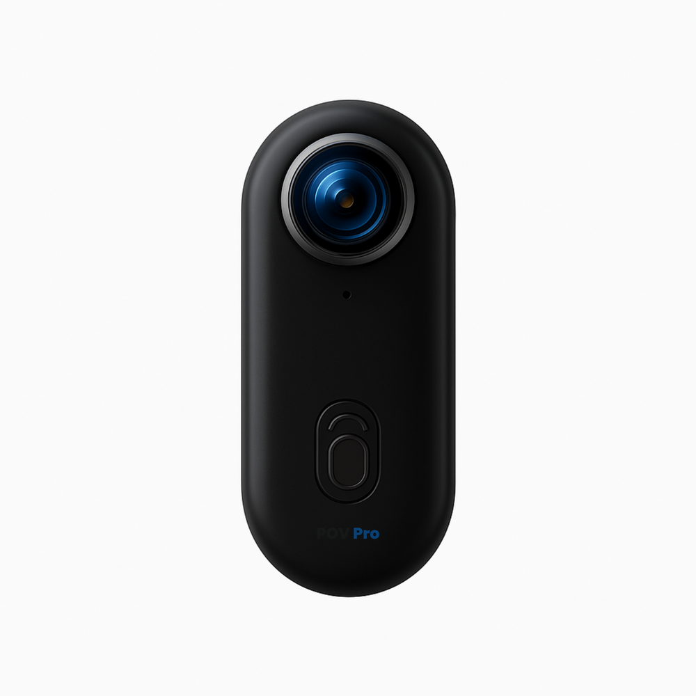 Black POV Pro wearable action camera viewed from the front