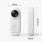 POV Pro wearable camera front and side views with dimensions marked
