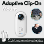 POV Pro camera clip mount illustrated on clothing and a waistband