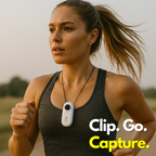 Runner wearing the white POV Pro camera at her chest for hands-free recording