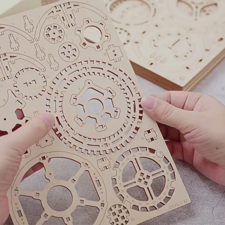 Spherical Tourbillon Chronograph - Mechanical Wooden Clock Kit — product video