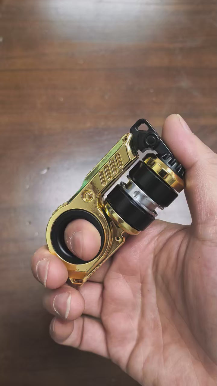 Gold finish demonstration: roller, finger ring and folding mechanism