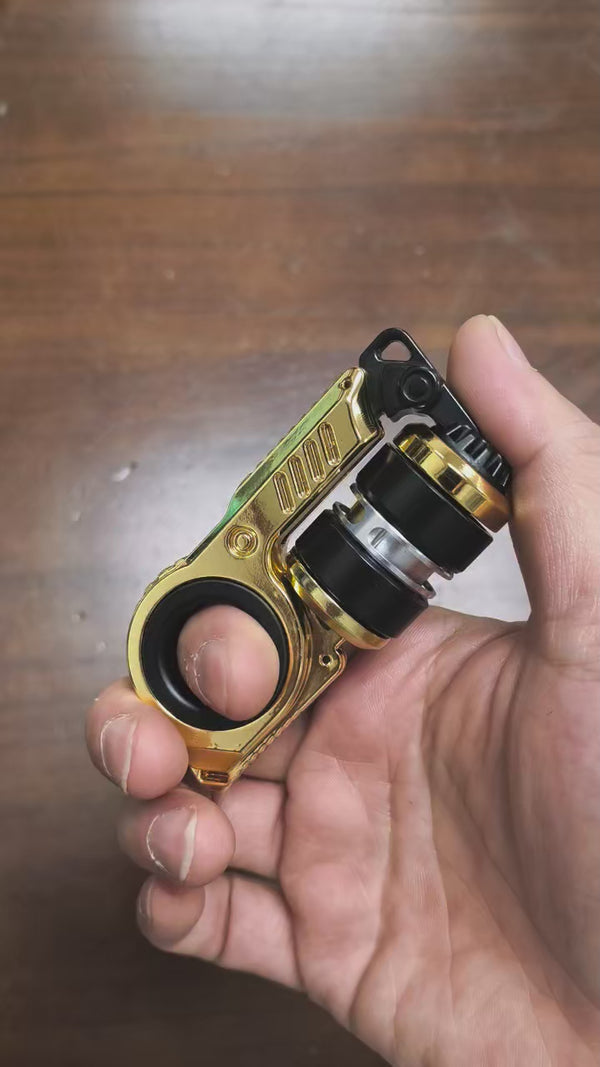 Gold finish demonstration: roller, finger ring and folding mechanism