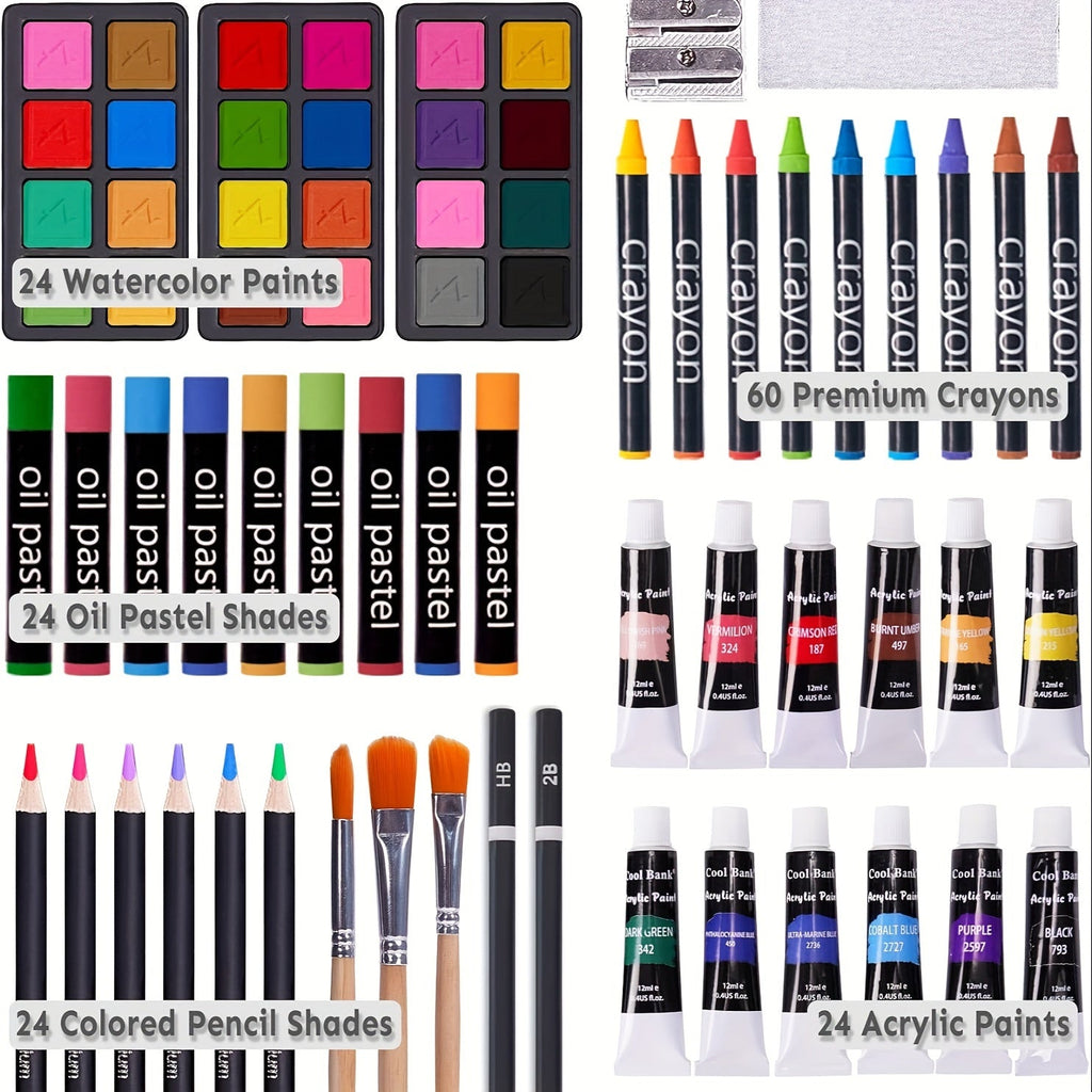 175 Piece Art Set Wooden Case Drawing Kit