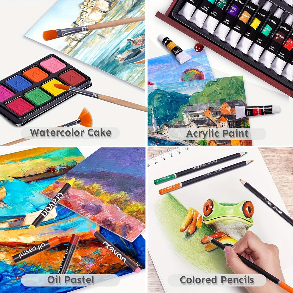 175 Piece Art Set Wooden Case Drawing Kit