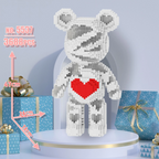 Large bear micro building blocks set with pre-bagged bricks, instruction manual and gift-ready box