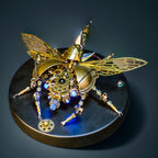 Assembled 18 by 18 cm metal beetle model weighing 500 g with mechanical detailing
