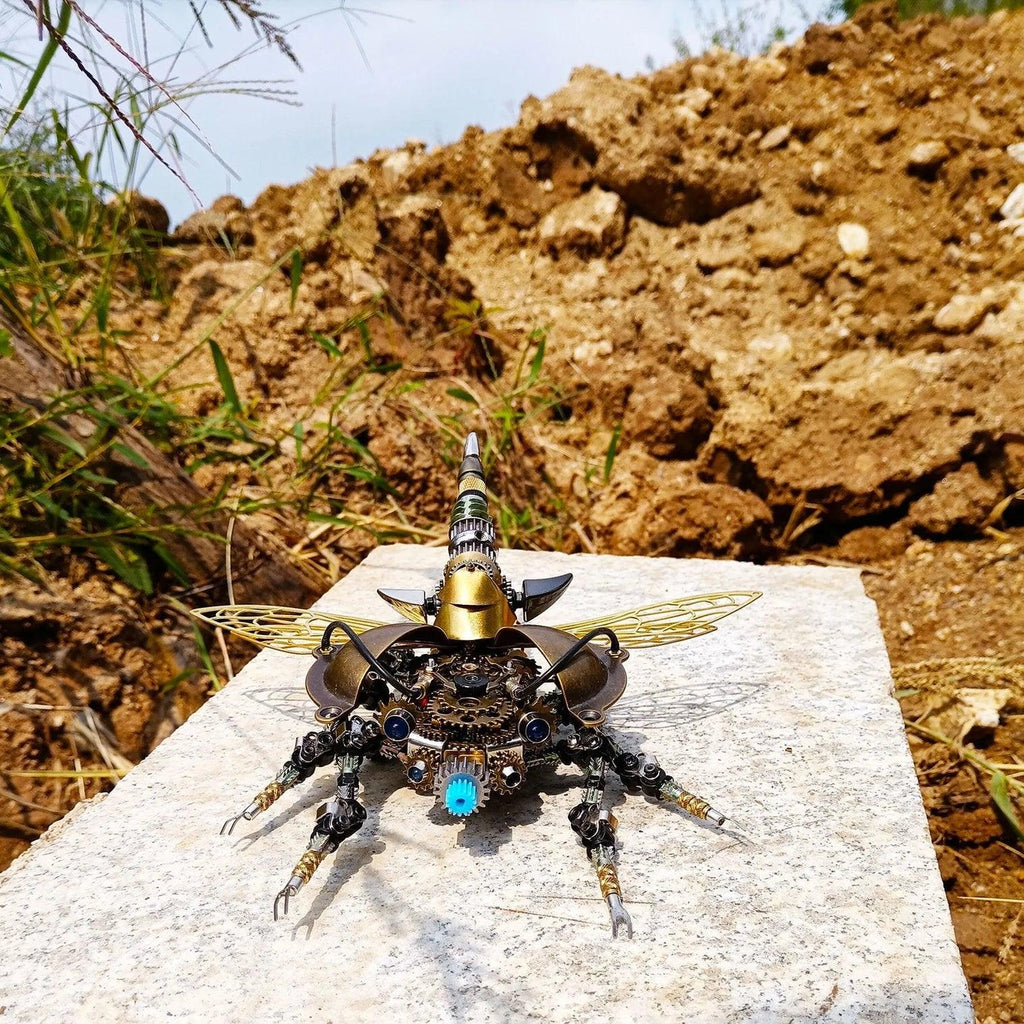 DIY 3D Metal Mechanical Rotatable Beetle Assembly Puzzle Model Kit