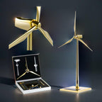 Solar wind turbine model golden kit assembly detail with turbine blades and tower