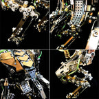 Glowing energy pipe joints lights mech puzzle designed as an illuminated mechanical display model