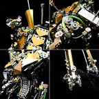 Shrimp-inspired XIA-A metal model with layered armor plates for a fantasy mechanical shelf display