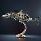 Mechanical shark display model built from the stainless steel and alloy puzzle kit
