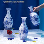 160-piece 3D puzzle vase kit assembled into a decorative flower holder for tabletop display