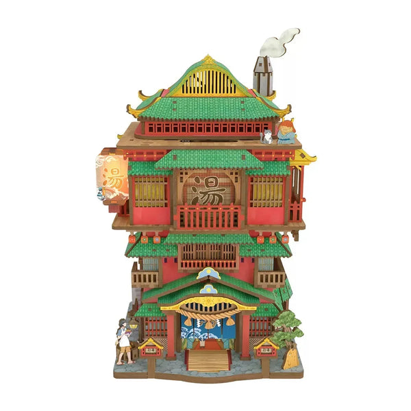 Onsen Saga miniature kit assembled as a Japanese hot spring inn for a shelf display — Gearfinch