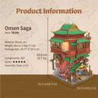 Onsen Saga miniature kit with LED-lit windows for a finished shelf or desk display