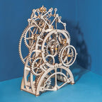 Intermediate 3D wooden puzzle clock kit for a hands-on mechanical engineering project