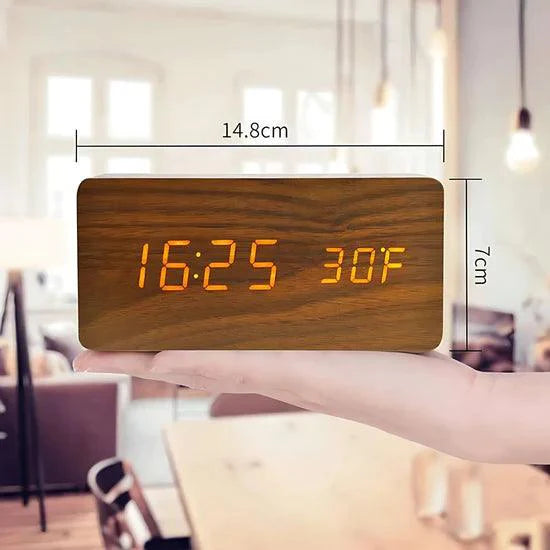 NatureSense Wooden LED Alarm Clock