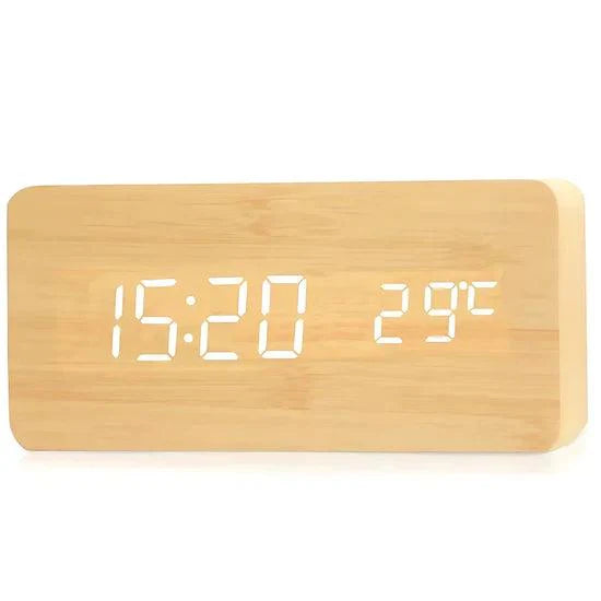 NatureSense Wooden LED Alarm Clock