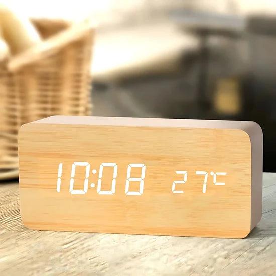 NatureSense Wooden LED Alarm Clock