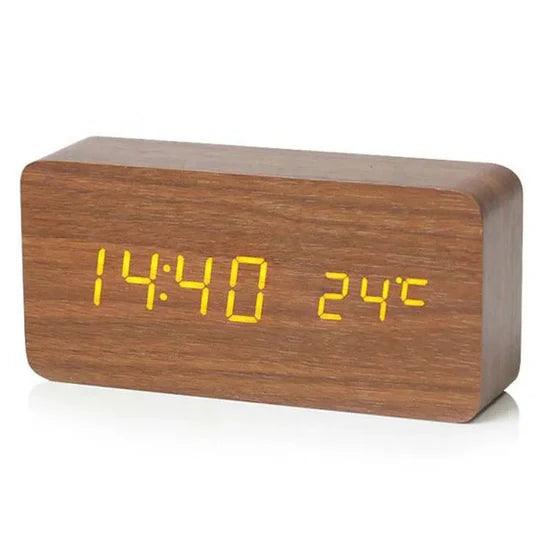 NatureSense Wooden LED Alarm Clock