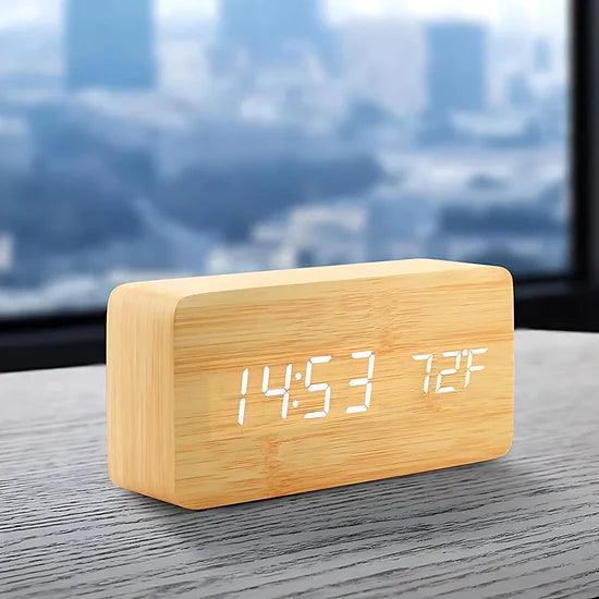 NatureSense Wooden LED Alarm Clock