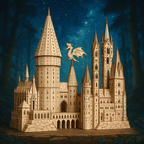 Hogwarts castle puzzle kit with 340 composite wood pieces for an intermediate hands-on building project
