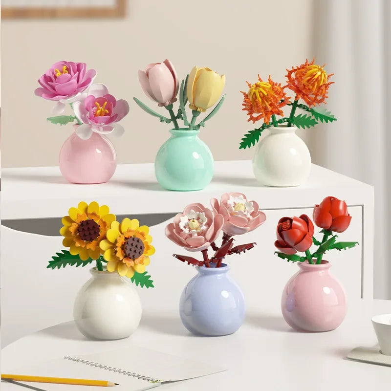 Building Block Flowers - Brick Bouquet with Vase