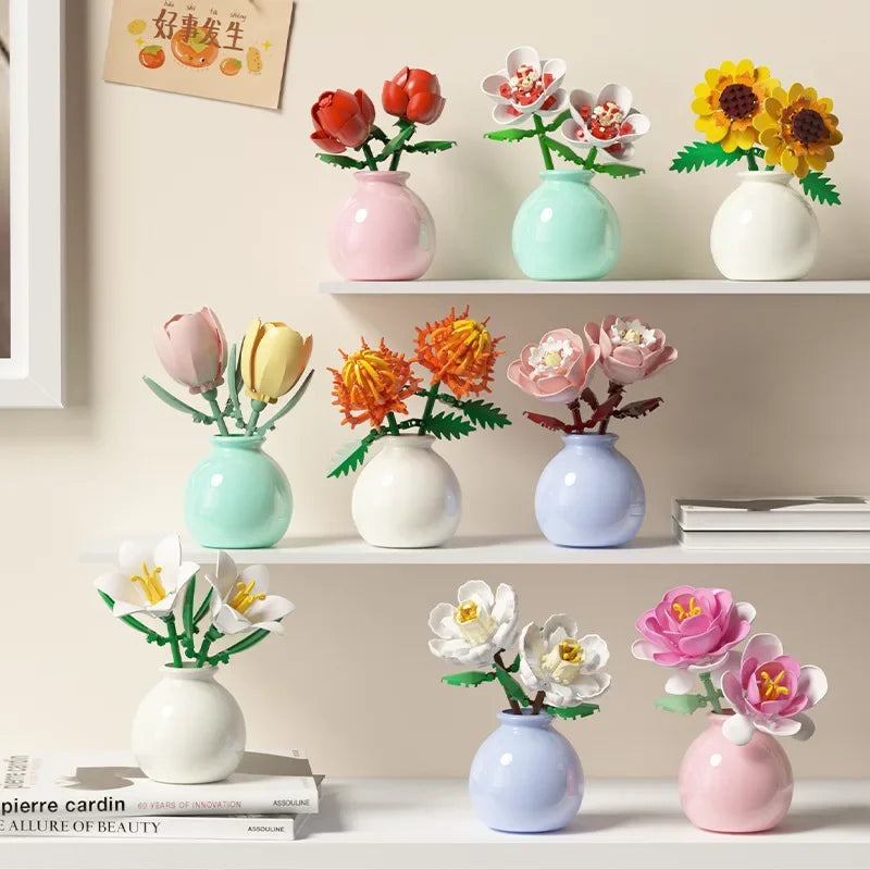 Building Block Flowers - Brick Bouquet with Vase