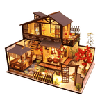 Forest habitat DIY dollhouse kit with two-story Japanese-inspired miniature rooms and garden landscaping