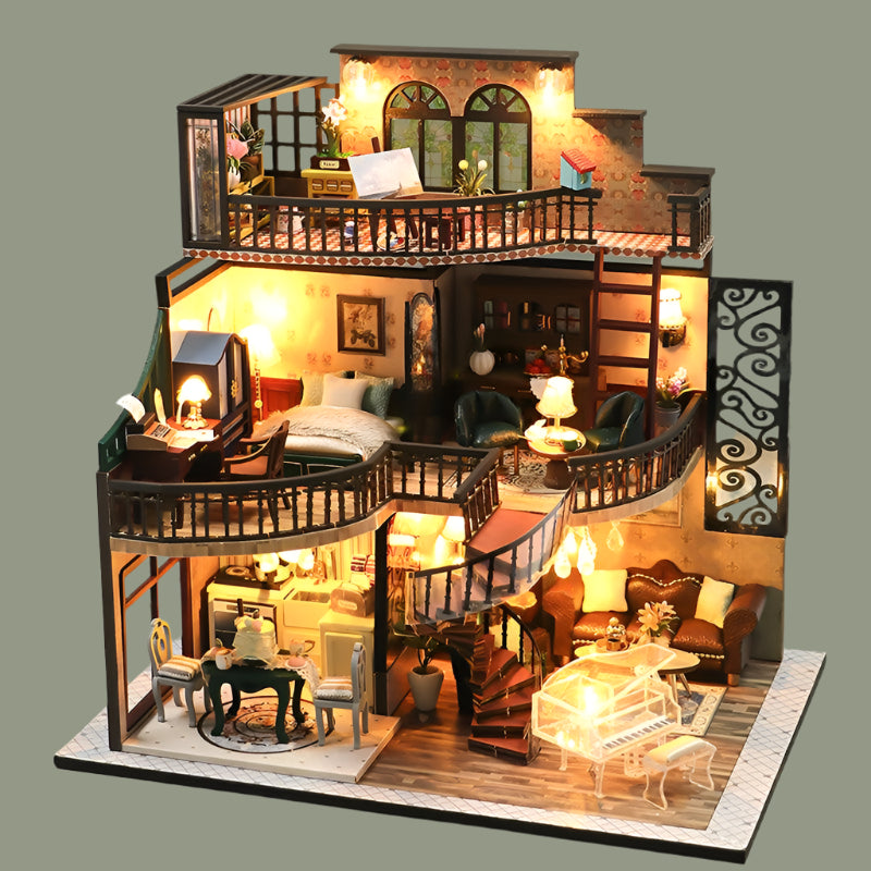 Building pavilion dollhouse kit for an advanced three-storey miniature craft project — Gearfinch