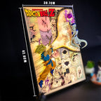 Christmas gift for him, a wooden Dragon Ball Z LED frame with painted Goku and Frieza figures