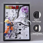 Namek battle LED frame with golden Super Saiyan hair and Frieza's white and purple painted finish for collectors