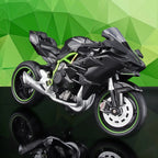 Ninja H2R cast motorcycle model with a steerable front wheel for collectors