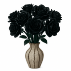 LED lit black rose bouquet building blocks arranged as romantic room decor after assembly