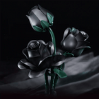 Beginner black flower building blocks project with curved rose petals and paper instructions