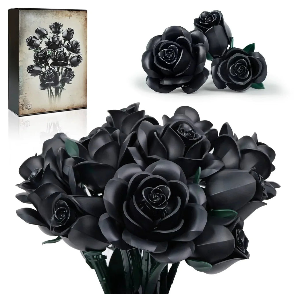 Eternal Black Rose Bouquet Building Blocks
