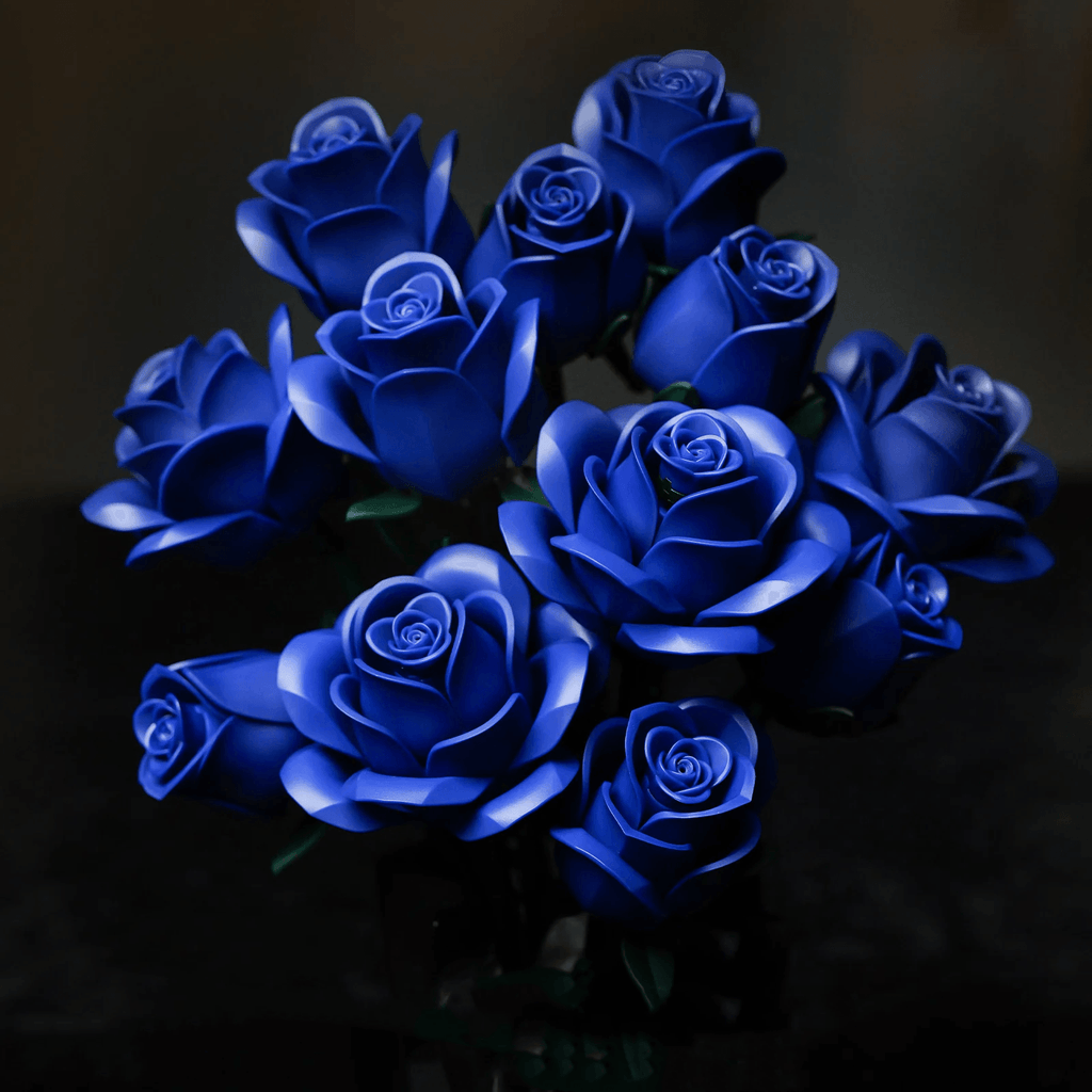 Eternal Blue Rose Bouquet Building Blocks Set