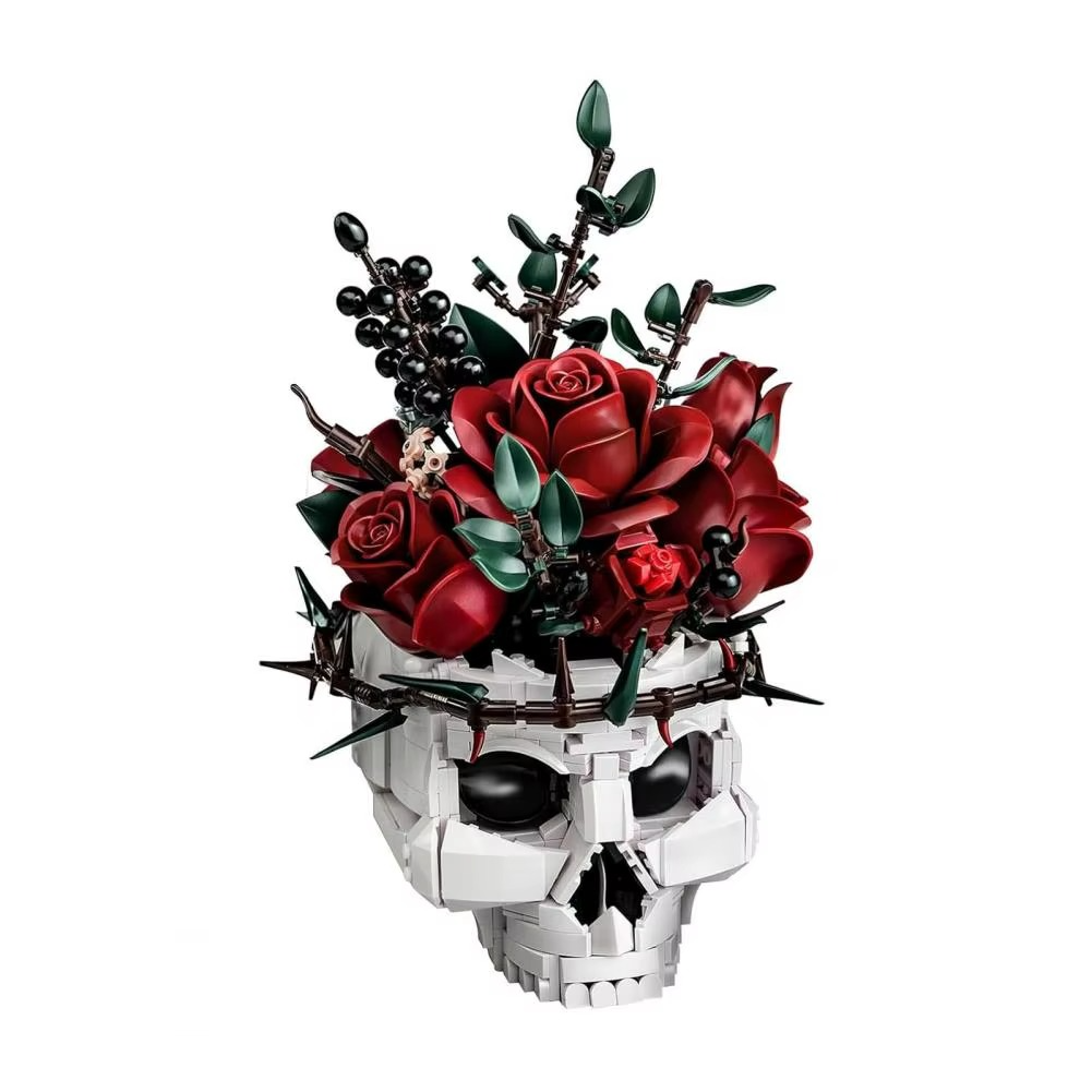 Gothic Skull Roses Bouquet Building Block Set