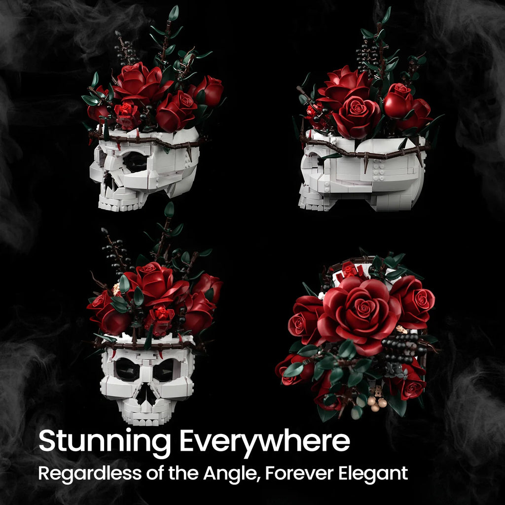 Gothic Skull Roses Bouquet Building Block Set