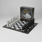 Harry Potter wizard chess figures arranged for a shared tabletop match