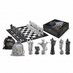 Harry Potter Final Challenge chess set with 32 sculpted silver and charcoal pieces
