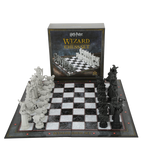 Silver and charcoal stone-look chess armies inspired by the Final Challenge