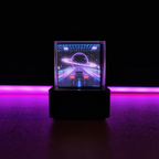 Hologram cube display for keeping a personal photo visible as a desktop keepsake