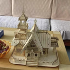 Assembly desk decoration kit for adults and kids who enjoy advanced wooden model building
