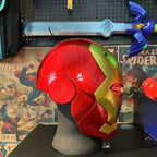 Gold Mark 46 Iron Man helmet showing the rear shell design for wearable costume reference