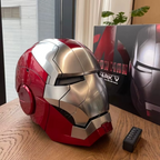 Silver Iron Man MK5 helmet side view with wireless remote