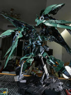ABS plastic Kshatriya mecha kit with snap-fit wing panels designed for repeated pose changes