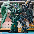 Kshatriya scale LED mecha kit with illuminated cockpit details for an anime collector shelf