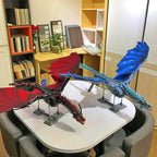 Mechanical dragon blocks set with movable wings positioned for a detailed fantasy room display