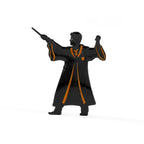 Black metal bookends in Harry Potter, Yoda and superhero designs for a home office bookshelf